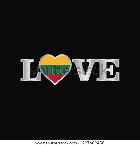 Love typography with Lithuania flag design vector