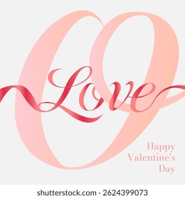Love typography made of flowing ribbons