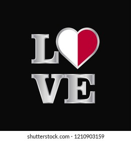 Love typography Malta flag design vector beautiful lettering