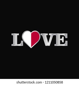 Love typography with Malta flag design vector