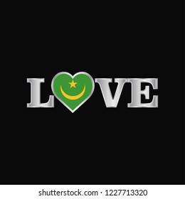 Love typography with Mauritania flag design vector