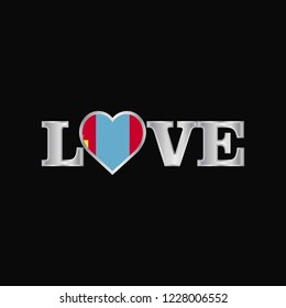 Love typography with Mongolia flag design vector
