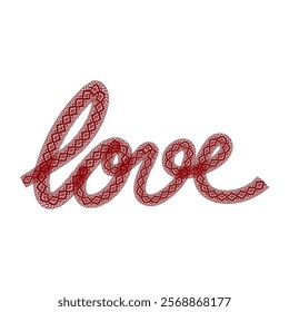 Love typography red lace, Graphic design print t-shirts fashion, illustration, vector, posters, cards, stickers, mug