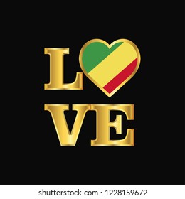 Love typography Republic of the Congo flag design vector Gold lettering