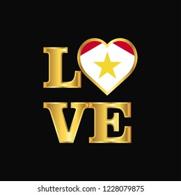 Love typography saba flag design vector Gold lettering