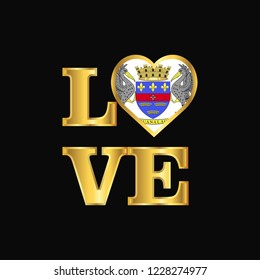 Love typography Saint Barthelemy flag design vector Gold lettering