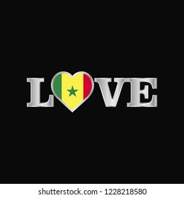 Love typography with Senegal flag design vector