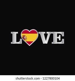 Love typography with Spain flag design vector