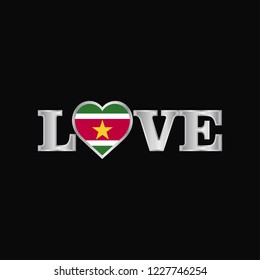 Love typography with Suriname flag design vector