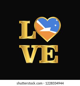 Love typography Tierra del Fuego province Argentina flag design vector Gold lettering