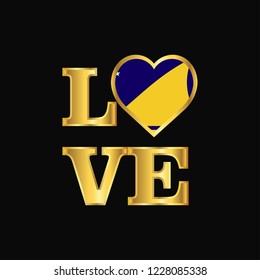 Love typography Tokelau flag design vector Gold lettering