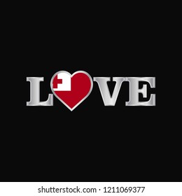 Love typography with Tonga flag design vector
