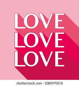 Love Typography. Trendy Typography Design with Repeated 'Love' Message in Bold Shadow Font on Pink Background. Vector 'Love' Lettering Design Concept for Poster, Banner, Social Media Post etc