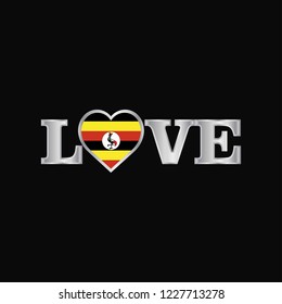Love typography with Uganda flag design vector