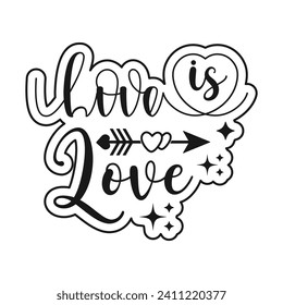 Love is Love Typography Valentine's Day Clip Art White And Black