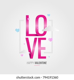 Love Typography For Valentine's Day Event 3D Effect Cute For Background