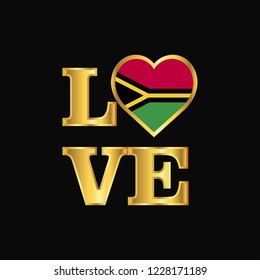 Love typography Vanuatu flag design vector Gold lettering