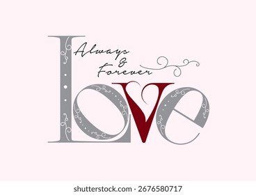 Love typography vintage vector illustration this can be used as a greeting card for Valentine's day