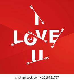 I Love U arrows font red background