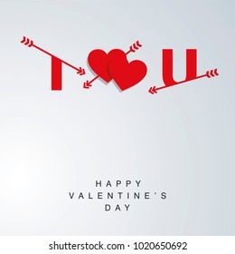 I Love U arrows letters red gray card