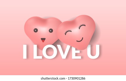 me encanta tu fondo con ilustración de amor y texto sobre fondo rosa, vector