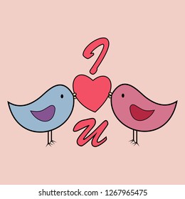 i love u bird illustration