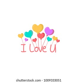 i love u design. simple. balloon of love.  vectors.