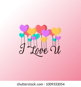 i love u design. simple. balloon of love.  vectors.