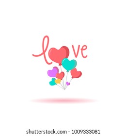 i love u design. simple. balloon of love.  vectors.