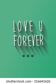 love u forever typo with shadow vector, wedding theme