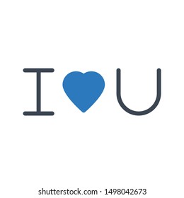 i love u glyph colour vector icon