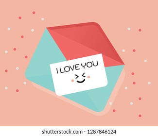 I LOVE U Mail , Valentine day Happy on background - Vector , illustrator
