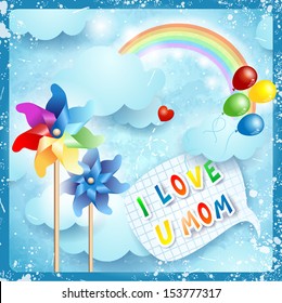 I love U mom, vector illustration
