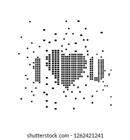 I LOVE U monochrome graphic element from black squares isolated on white. Modern sign template for T-shirt and apparels. Vector illustration for Valentines Day print