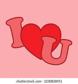 I love U romanctic symbol vector design