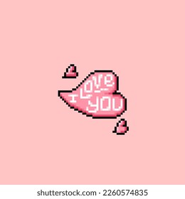 me encanta la forma de amor con el estilo de arte de píxeles