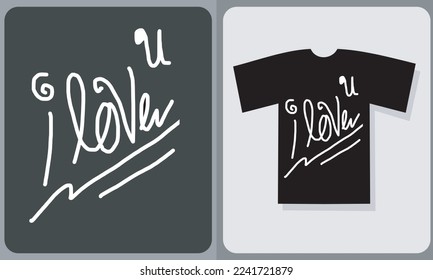 i love u  typography illustration t-shirt design vector