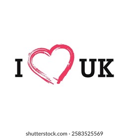 I Love UK Europe Country Letter Vector Template