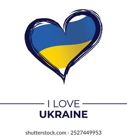 I Love Ukraine Banner with Flag in Heart. Ukraine love Emblem Isolated on White Background. Vector, Illustration, Isolated, Love, Background.