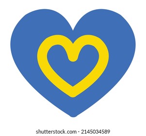Love Ukraine clipart element. Blue and yellow vector hearts, peaceful colors of Ukrainian flag
