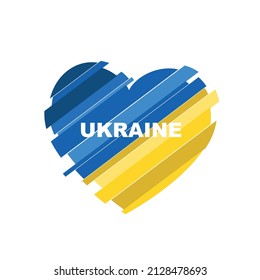 Love Ukraine, heart emblem national flag colored. Flag of Ukraine with heart shape - vector illustration