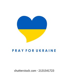 Love Ukraine, heart emblem national flag colored. Pray for peace Ukraine Vector flat illustration on white background concept of Praying, mourning, humanity. No war.