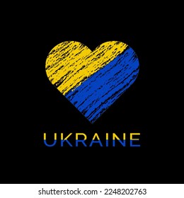 Love Ukraine, heart emblem national flag colored. Flag of Ukraine with heart shape - vector illustration