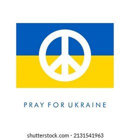Love Ukraine, peace emblem national flag colored. Pray for peace Ukraine Vector flat illustration on white background concept of Praying, mourning, humanity. No war.