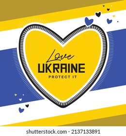 Liebe Ukraine Typografie Vektorhintergrund Illustration