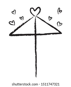 Love Love Umbrella.The confession of love.Japanese Culture.