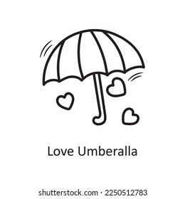 Love umbrella vector outline hand draw Icon design illustration. Valentine Symbol on White background EPS 10 File