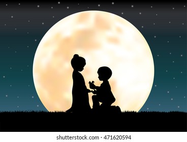 the love under the moonlight, Vector illustrations