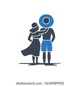 Amor Bajo El Icono De Unidad Iluminado Por El Sol Aislado Sobre Fondo Blanco