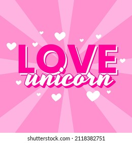 Love Unicorn Fairy Girls Background Design Vector